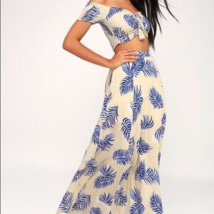 Lulu’s Frond Memories Leaf 2 Piece Maxi Dress